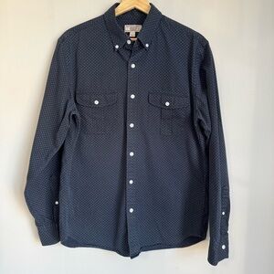 Wallace & Barnes Men's Blue Button Down Navy Polka Dot Classic Preppy Casual